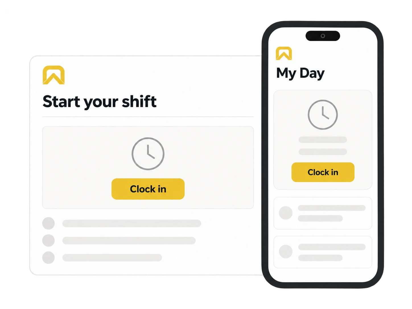 OnSiteCall illustration showing the start of a shift from the mobile workday.