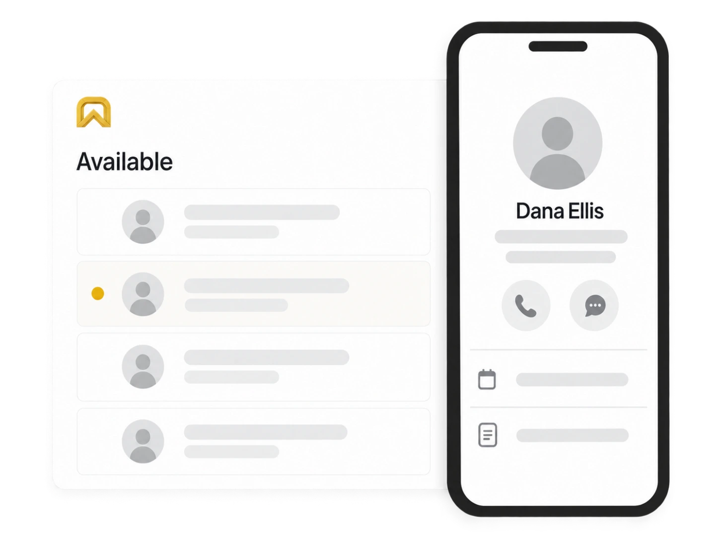 OnSiteCall illustration showing crew availability and contact options.