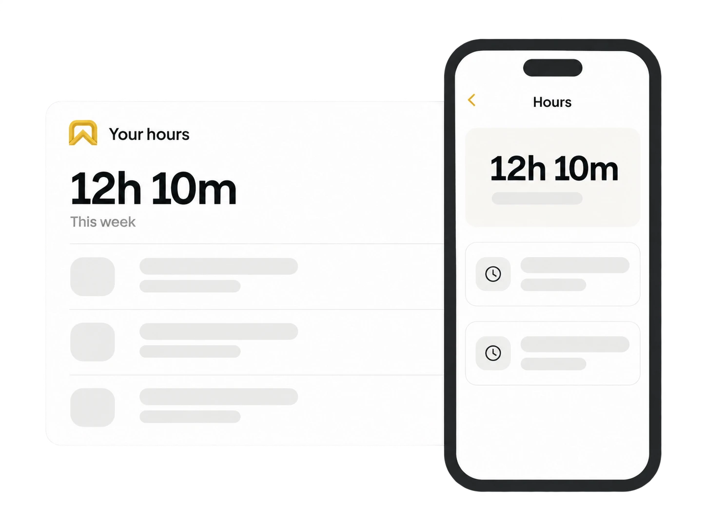 OnSiteCall illustration showing weekly hours and individual shift records.