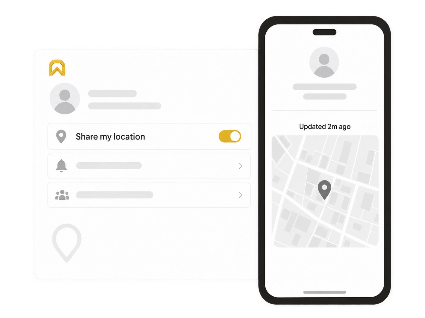 OnSiteCall illustration showing optional location sharing and a reported update.